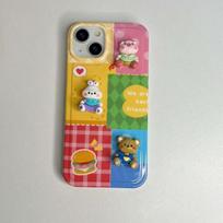 Imd 3d Relif Rabbit Pig Bear Draugas Mielas animacinio filmo apvalkalas, skirtas iPhone 11 12 Promax 14 Pro Max 13promax minkštas silikoninis Phoe dėklas For iphone 13promax