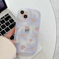 Mėlynas Meno vyšnių žiedas Ins mielas animacinis atsparus smūgiams apvalus telefono dėklas su kamera, skirtas iPhone X Xr 11 12 Pro Max 7 8 Plus Xsmax 13 Dangtelis for iphone xr