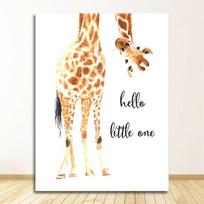 Plakatas Sieninis paveikslėlis Mergaitės berniukui Dovanų vaikų kambario dekoras Žirafa Spaudinys Hello Little One Darželis Sienos Menas Drobės tapyba Šiaurės šalių 21cm×30cm NoFrame