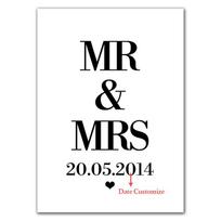Mr Mrs Names Date Customize Print Poster Love Wedding Anniversary Wall Picture For Bedroom Quote Decorative Painting DZ006 21x30cm no frame