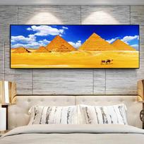 Šiuolaikinė piramidės panorama Khafre drobė Tapyba peizažas Egipto kupranugarių plakatai ir spaudiniai Sienų menas Nuotraukos Namų dekoras Be rėmelio 60*170cm beige