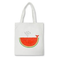 Fashion Women's Tote Bag Kawaii Original Cute Watermelon Graphic Canvas Shopping Bag Girl Student Shoulder Bag Female Handbag 24*26cm white