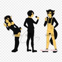 Bendy And The Ink Machine Human Version Bendy And The Iron on Heat Transfer Printing Vinyl Patches Sticker for Clothes DIY Appliques Washable Patches beige