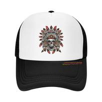 Skull Print Fashion Mesh Baseball Caps Hats Chief Original Hip Hop Snapbacks Brim Bones Gorra Sports Snapback Caps for Unisex Women One Size white