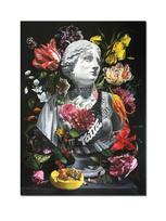 Abstraktaus grafičio meno Užmaskuota tatuiruotės statula Plakatas Drobės tapyba Still life Gėlių sienos menas Svetainei Namų dekoravimas 21x30cm No Frame gray