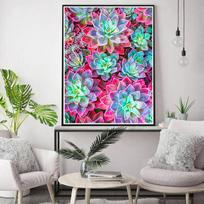 5D DIY Diamond Painting Succulents In Bloom Cross Stitch Kit Mosaic Diamond Embroidery Rose Full Round/Square Drill Home Decoration Round 30x40cm