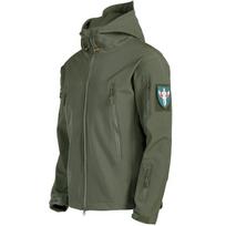 Vyriška ir moteriška striukė Neperšlampama „Softshell“ striukė „Army Hoody“ striukė 2XL armijos žalia spalva