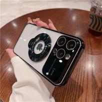 „iPhone 15 Pro Max Luxury Plating PC Frame Magsafe“ magnetinio stovo telefono dėklas, skirtas iPhone 11 12 13 14 15 Plus objektyvo apsauginis dangtelis iPhone 15 Pro Max sidabras