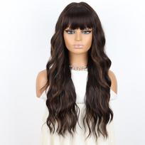 MERISIHAIR Long Brown Ombre sintetinis perukas su kirpčiukais juodoms moterims banguoti perukai Cosplay Water Wave perukas, atsparus karščiui 65CM pink