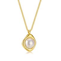 OPK Titanium Steel Fashion Pendant Pearl Necklace auksas