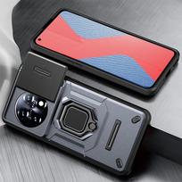 KEYSION smūgiams atsparus šarvų dėklas, skirtas Oneplus 11 5G 11R slankiojančios kameros objektyvo apsauginis žiedas, telefono galinis dangtelis, skirtas OnePlus 1+Ace 2 for OnePlus 11 5G pilka spalva