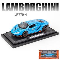 1:32 mastelio Lambo LP770-4 metalinis modelis žaislas, atitraukiamas transporto priemonė su garsu ir šviesa vaikams, suaugusiems, dovana, kolekcija 1/32-15.5x6.8x3.5cm mėlyna