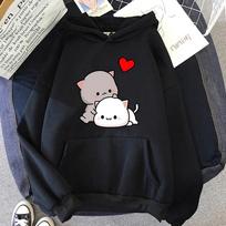 Love Peach and Goma Cat Hoodie Women Aesthetic Funny Kawaii Graphic Hoodies Unisex Autumn Winter Vintage Pullovers Sweatshirts Unisex 2XL