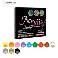 12 Colors Acrylic Marker Pen Acrylic Paint Brush Markers Pens for Christmas Art Rock Painting,Card Making,Stone,Me 12colors gray