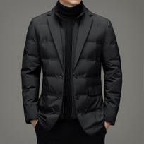 Men's Winter Fake Two-Piece Warm Suit Business Leisure Warm Stand-up Collar Down Jacket M juoda