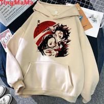 Demon Slayer Kimetsu No Yaiba Tanjirou Kamado Nezuko hoodies Unisex plus size Korea Unisex sweatshirts hoddies grunge y2k aesthetic Unisex Hoodie L beige