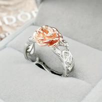 1 vnt Fashion Rose Auksinės gėlės vyriškas žiedas vintažinis sidabru dengtas dviejų atspalvių sužadėtuvių žiedas 5 sidabras