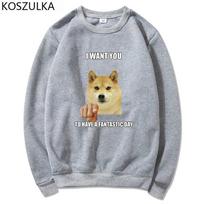 Shiba Inu Hoodie Good Day Šunų megztiniai Harajuku Vintage Tops Oversized Unisex Megztinis Gothic Crew Kaklo Drabužiai Unisex L gray