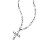 Naujas D spalvos 0,12 ct bendro svorio pilnas moisanito Jėzaus kryžiaus pakabukas su kaklo vėriniu moterims, S925 sidabro deimantinė grandinėlė, puikūs papuošalai 41-50cm&S925 Silver white