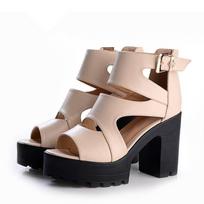 35-40 Fashion Rome Style Platform Sandalai Moteriški batai vakarėliui 2024 Vasaros stori kulniukai Gladiator Sandalai Moteriški basutės 35 smėlis
