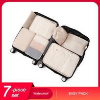 7PCS Kelioninis nešiojamas saugojimo krepšio rinkinys Drabužių organizavimo rinkinys Kelionių pakavimo krepšiai Bagažo tvarkyklės smėlis