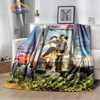 Animacinis Suzume Kreslas Mesti Antklodė Sofai Lovai Vaikams ir Suaugusiems Miegamojo Dekoravimas Kempingas Kelionės Šilta 75x90cm gray