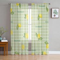 Langinės raidės citrinos lapai permatomos užuolaidos svetainei miegamajam vaikų kambariui tiulio langų apdaila užuolaidos 135W x 114H(cm)