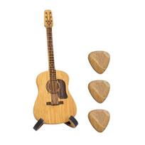 Wooden Acoustic Guitar Pick Box with Stand Smooth Edge Burr-Free Portable Handcrafted Guitar Picks Storage Container beige
