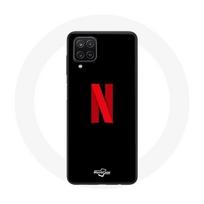 Coque Samsung Galaxy A12 Netflix Logo rouge fond noir juoda