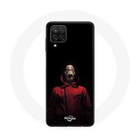 Coque Samsung Galaxy A12 La casa de papel Masque Fond Noir juoda