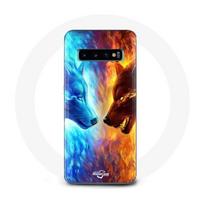 Coque pour Samsung Galaxy S10 Loup de Glace et de feu