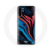 Coque pour Huawei P30 Pro Texture abstraite bleu noir rouge
