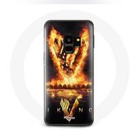 Dėklas Samsung Galaxy S9 Plus Vikingsai Serija 6 sezonas V logotipas Ugnies Kardas Juodas fonas