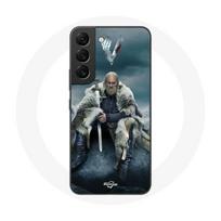 Coque pour Samsung Galaxy S21 FE Vikings Série Saison 6 Ragnar Lothbrok logo V Epée Gris Fond Brouil