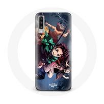 Coque pour Samsung Galaxy A70 Tanjiro Nezuko et Inosuke Slayer Kimetsu no Yaiba Manga
