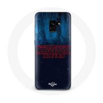 Coque pour Samsung Galaxy A8 Plus Stranger Things logo Fond Bleu de la saison 2