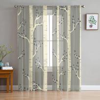 Filialai Gradientas Paprastas langas Tiulis Užuolaidos Svetainės Virtuvės Kalėdų Namų Dekoras Permatomos Voile Užuolaidos 135W x 114H(cm) gray