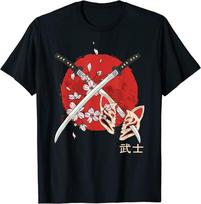 Senovės Japonijos vyšnių žiedų samurajaus katana kardas Unisex marškinėliai S