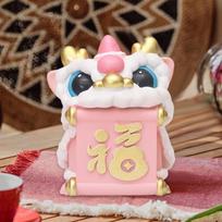 Year Wake Lion Ornament Statue Chinese ,Chinese Character Spring Festival for Living Room Style A