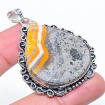 Natural Bumblebee Jasper Gemstone 925 Sterling Silver Gift Pendant 2.17  B0I40 white