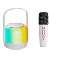 VAORLO Bluetooth Speaker+Dual Wireless Microphone Low Latency Singing Karaoke Everywhere  Large Capacity Portable RGB Speaker Subwoofer Bass With 2 MIC balta