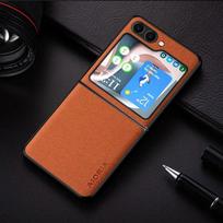 Dėklas, skirtas Samsung Galaxy Z Flip5 3 flip4 funda Naujo dizaino tekstilinės odos telefono dangtelis, skirtas samsung galaxy z flip 5 dėklui coque Flip 3 5G oranžinė