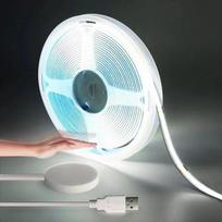 DC5V USB COB LED juosta 1M/2M/3M/4M/5M pritemdoma COB juosta su jutikliniu ir rankos mostu pritemdikliu spintelės, miegamojo apšvietimui 1m balta