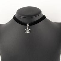 Vintažinė sidabro spalvos skeletų pakabukų chokerio karoliai Juodi kaukolės chokeriai Gotikiniai papuošalai Moterims Merginoms Šventės Gimtadienio Dovana black