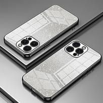 Galvanizuotas blizgantis telefono dėklas, skirtas iPhone 11 15 14 Plus 13 12 Pro Max XS X XR SE 2 3 6 6s 7 8 Plus atsparus smūgiams minkštas TPU moteriškas nugaros Bling Bling dangtelis iPhone 6S Plus juoda