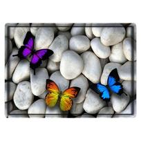 Flannel Bath Mat White Pebbles Color Butterfly Printing Rug Door Mat Kitchen Non-slip Absorbent Pad Floor Mat Bathroom Mats 40x60cm
