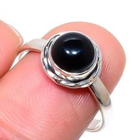 Natural Black Onex Gemstone Handmade 925 Sterling Silver Jewelry Ring S.9.5 j1u51