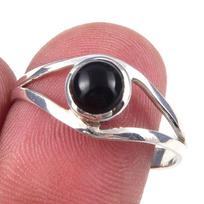 Natural Black Onex Gemstone Handmade 925 Solid Sterling Silver Ring Size 9 j3e65