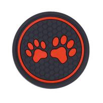 Car Round Water Coaster Bottle Silicone Paw Dog Holder Print Cup Anti-slip Hear-resistant raudona