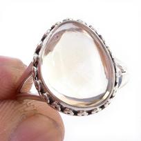 Natural Citrine Gemstone Handmade 925 Solid Sterling Silver Ring Size 8 h4O81 gray